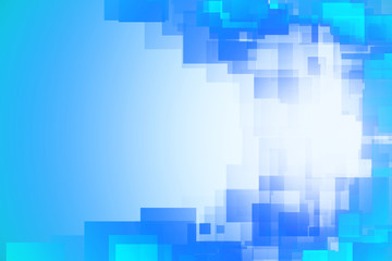 Blue square geometric abstract background. Blue rectangle digital dynamic design background with copy space for text.