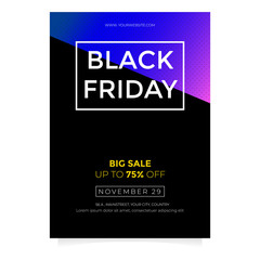 Black Friday sale flyer template with Ballon, confetti, tag, frame ornament. vector illustration design