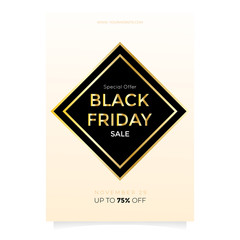 Black Friday sale flyer template with Ballon, confetti, tag, frame ornament. vector illustration design