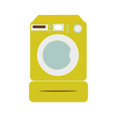 A vector illustration of a yellow washing machine on white