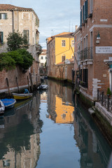 Canal at Venice with boats, Italy