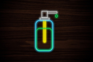 neon light shaped soap hands on dark background