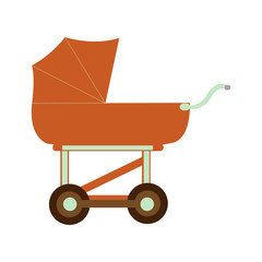 A vintage style well drawn brown baby stroller