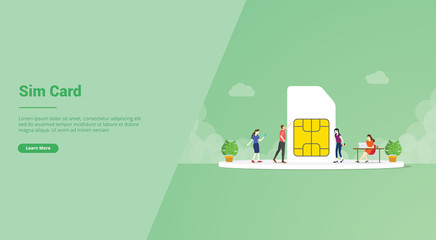 sim card or simcard with 5g network technology for website template or landing homepage banner - vector - obrazy, fototapety, plakaty