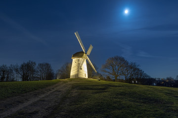Nightshot Of Old Traditional Egelsberger Windmill  At Krefeld Traar
