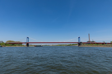 Panorama Of Friedrich Ebert Bridge Over River Rhine At Duisburg