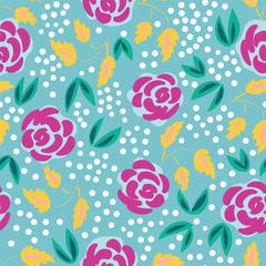 Vector hand drawn roses seamless pattern background