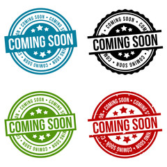 Coming soon stamp Collection eps10 vector badge.