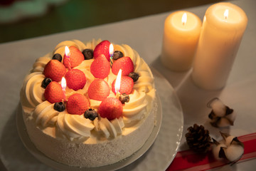 クリスマスツリーとショートケーキ