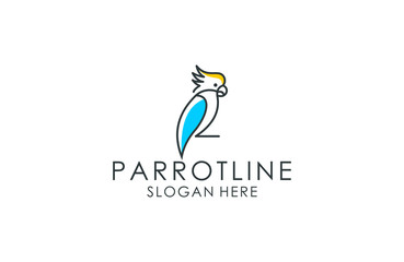 Fototapeta premium Parrot line art logo design 