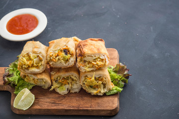 Vegetarian spring roll with  sweet sauce