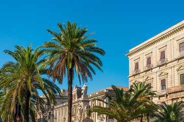 CATANIA, ITALY - January 19, 2019: Street view of downtown in Catania, Italy