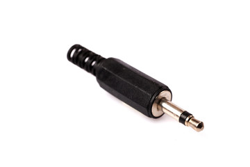 audio jack,plug convertor for video and sound on white background