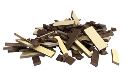 wafer candies and wafer biscuits 3d render on white no shadow