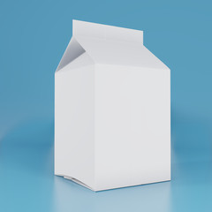 Blank milk box. Retail package mockup. 3d rendering.