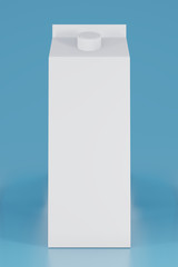 Blank milk box. Retail package mockup. 3d rendering.