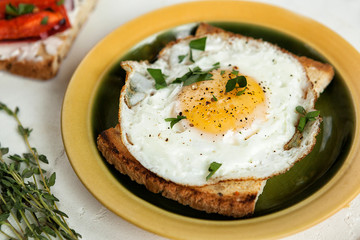 fried egg sandwich. Toast for breakfast, lunch.