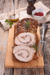 roasted veal fillet with ham and mushroom