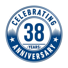 38 years anniversary celebration logo template. Vector and illustration.