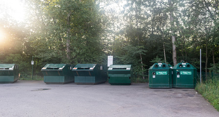 iron recycling containers on the street closeup