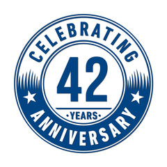 42 years anniversary celebration logo template. Vector and illustration.