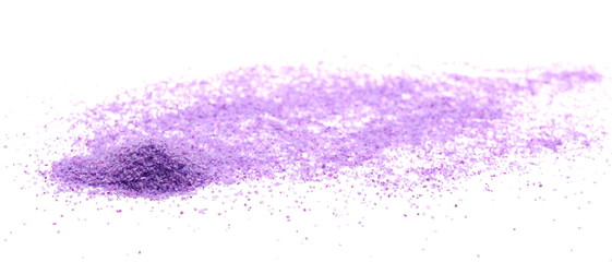Decorative purple sand pile, isolated on white background