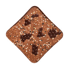 Milk chocolate bar with sesame seeds isolated