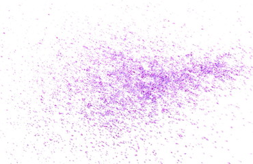 Decorative purple sand pile, isolated on white background, top view