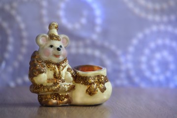 Mouse, symbol of the new year, candle photo