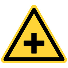 Plus und Warnschild