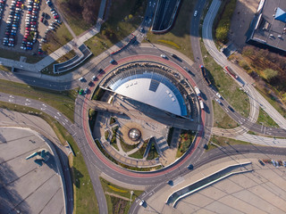 Aeriale view of Katowice. Modern Buildings and city roads. Katowice is the largest city and capital...