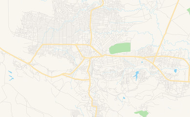 Printable street map of Likasi, DR Congo