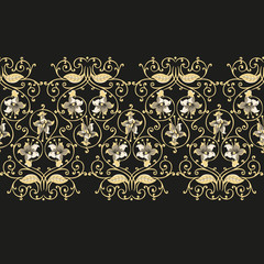 Vintage gold decorative floral seamless pattern - 302429426