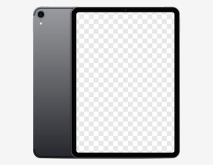 Screen mockup. Tablet with blank screen for you design and back side tablet with camera. Vector EPS10