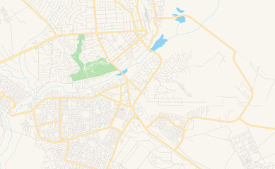Fototapeta na wymiar Printable street map of Ndola, Zambia
