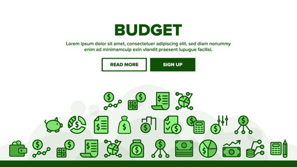 Budget Audit Landing Web Page Header Banner Template Vector. Dollar And Coin, Accounting Budget Report And Analysis, Wallet And Calculator Illustration