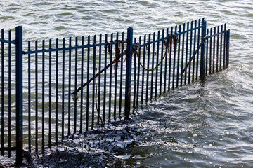 Security fence in the river