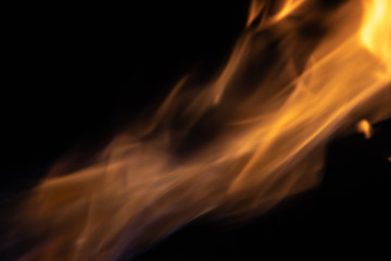Soft blur flame with soft detail moving to the right top on black background. For overlay effect