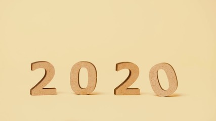female hand puts numbers 2020 new year instead of the old 2019 by finger, wooden figures on colored background, concept change of years slow motion, creative ides