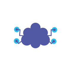 Digital cloud computing icon flat design