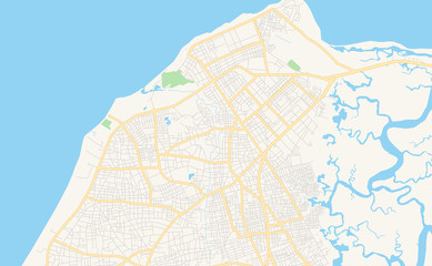 Fototapeta na wymiar Printable street map of Serekunda, Gambia