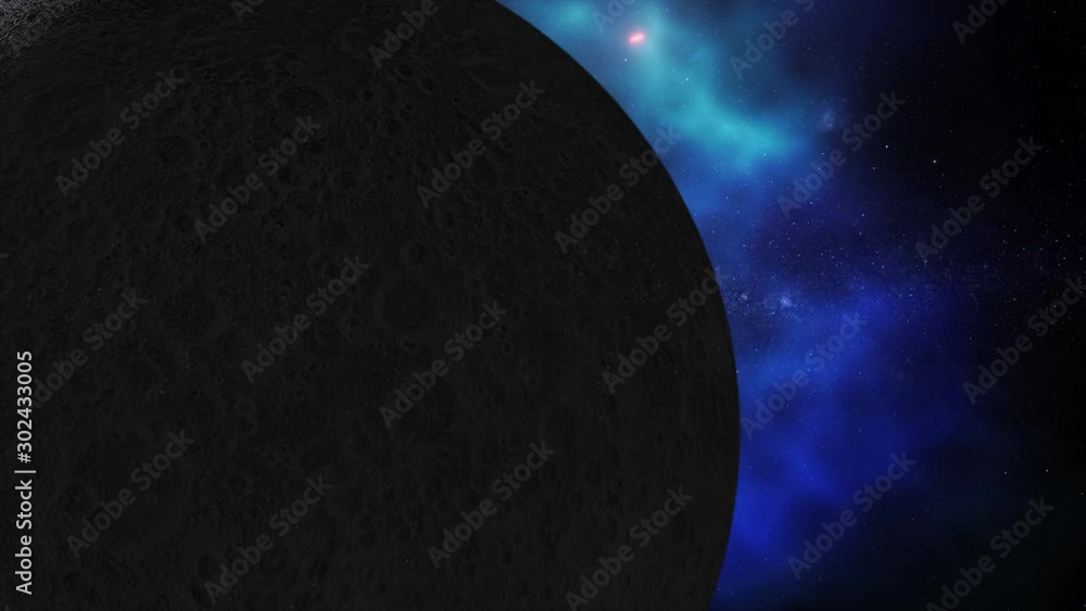 Wall mural color galaxy with moon and planet earth. moon and planet earth rotating and approach in open space o