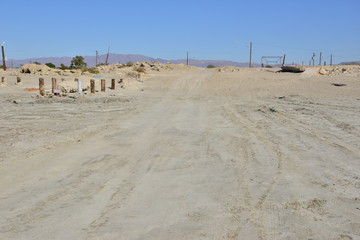 The remains of the Bombay Beach resort at the Salton sea in California