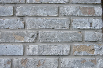 Wand, gemauerter Ziegel, hellgrau