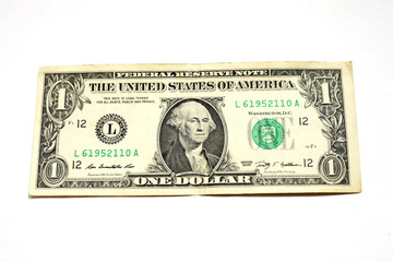 one dollar bill on a white background