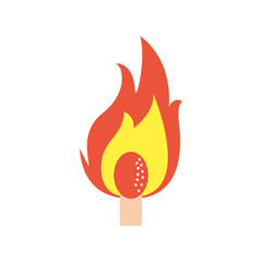 match with fire flame flat style icon