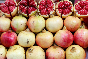 Pomegranate placed on the stall for sale