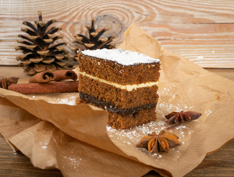 Sponge Cake with Spices and Honey, Piernik, Brown Biscuit