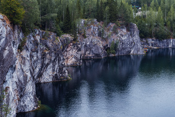 Fototapeta premium Ruskeala mountain park in the summer, Karelia.