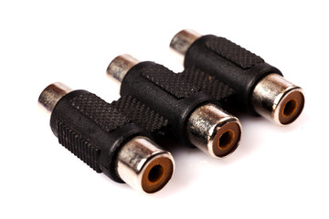 Stereo Plug To Dual RCA Jack Adapter isolated on white background